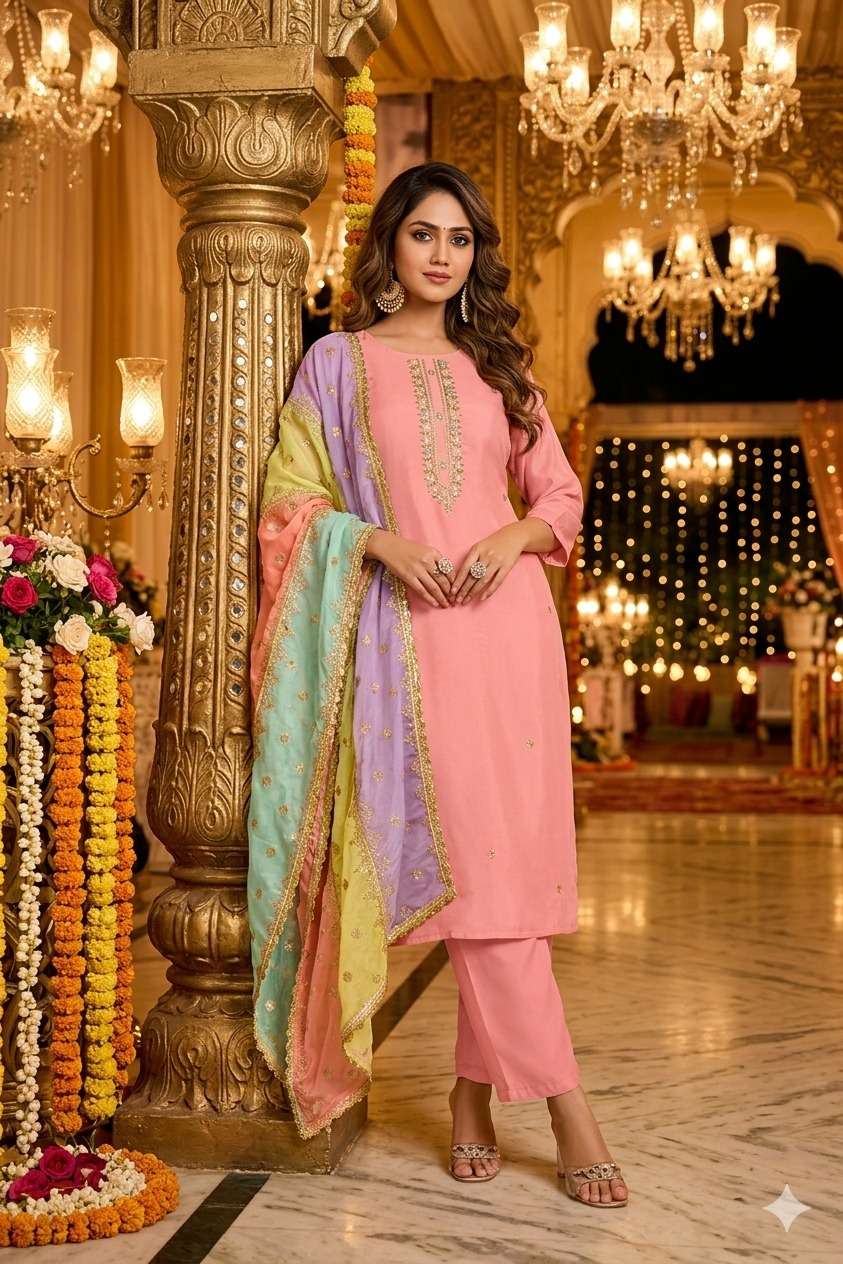 KURTI PANT WITH DUPATTA DETAILS FABRIC - PURE NATURAL CREPE LINING FABRIC PURE COTTON EXPORTER WHOLESALER