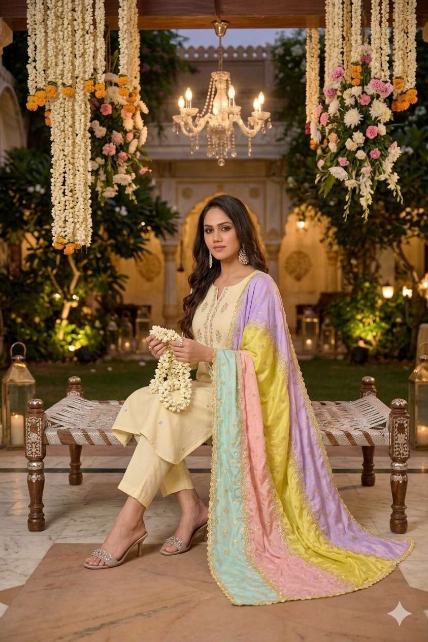  KURTI PANT WITH DUPATTA DETAILS FABRIC - PURE NATURAL CREPE LINING FABRIC PURE COTTON EXPORTER WHOLESALER