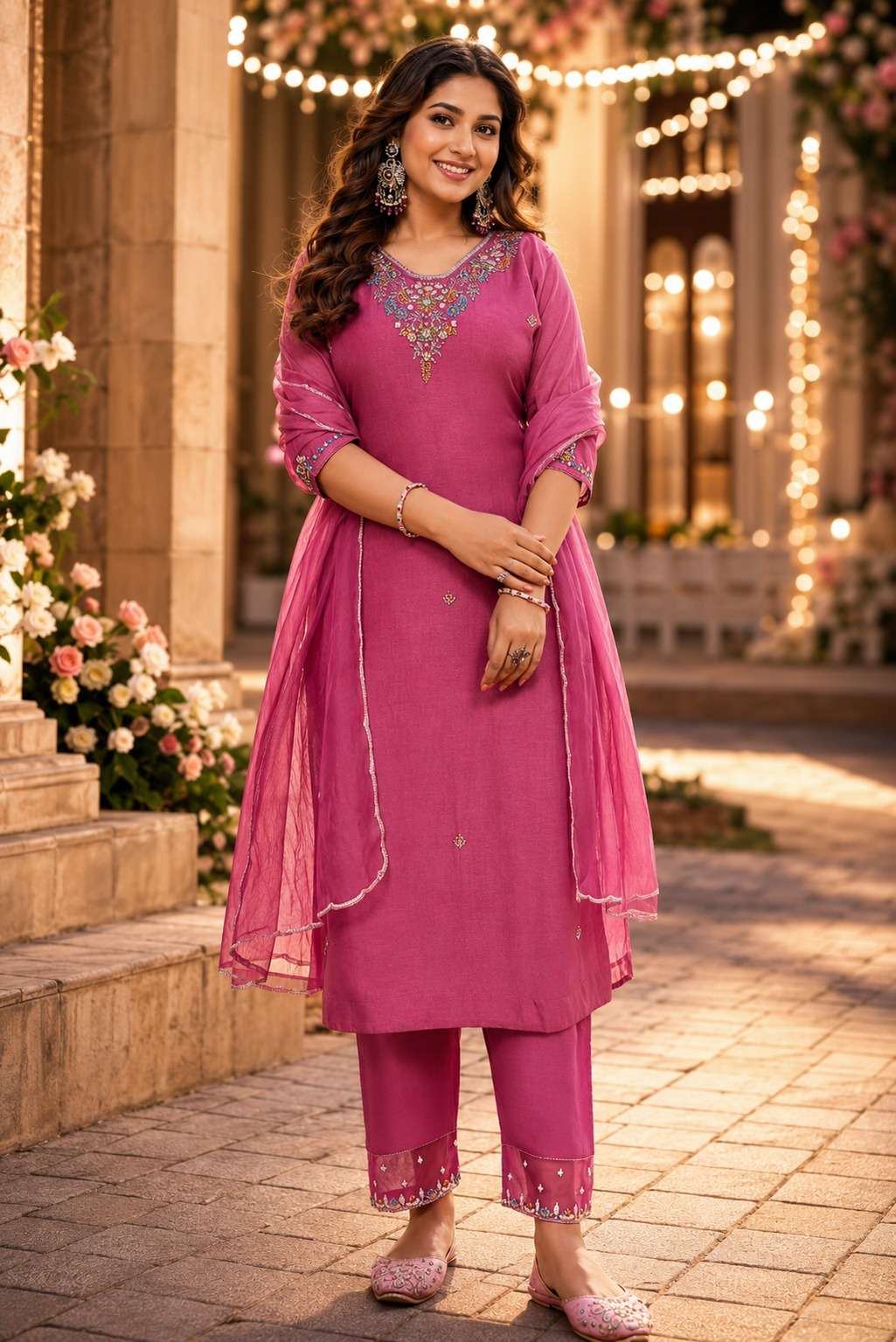 KURTI PANT WITH  DUPATTA FABRIC  PURE DOLA SILK DUPATTA - SOFT ORGANZA WITH HEAVY HAND WORK WORK - PURE HEAVY HANDWORK EXPORTER & MANUFACTURER