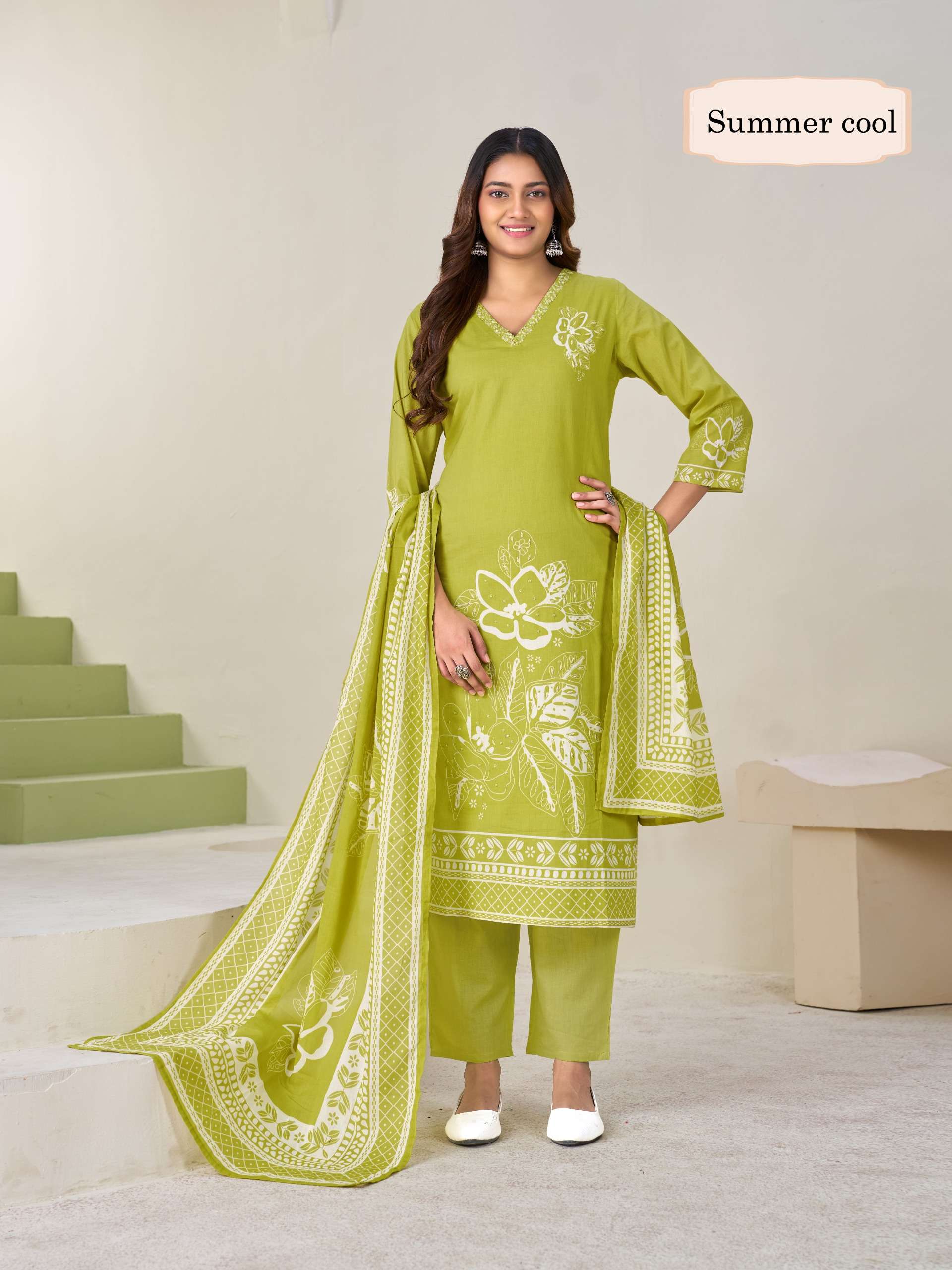 Our New and Stunning Collection summer cool 3-Piece Straight Concept Style & Features office Wear & Casual wear collection Exporter