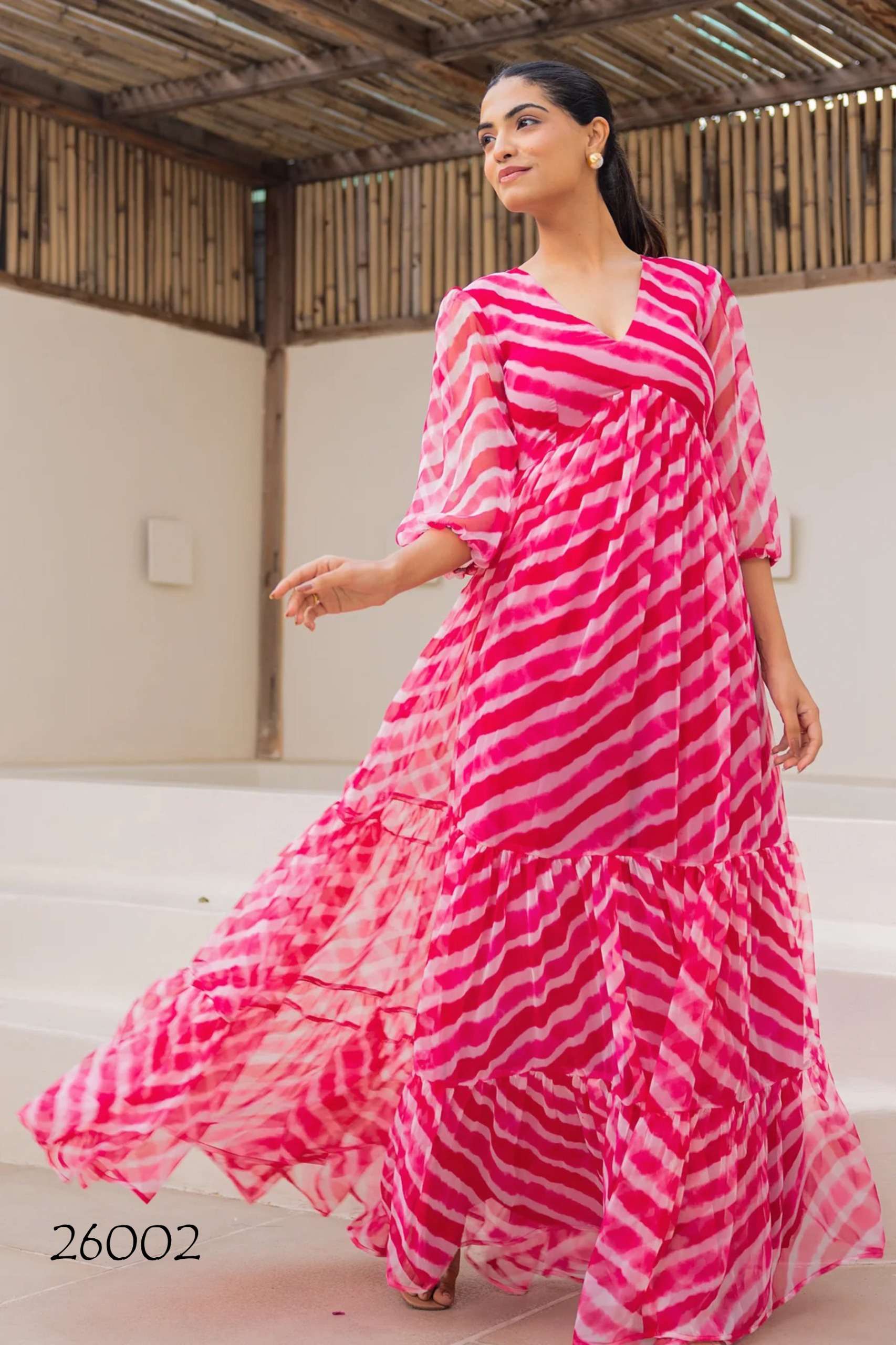 stunning Beautiful digital printed Ethnic wear Fully flared gown set collection set of 6 beautiful design 26001 to 26006 Wholesaler exporter
