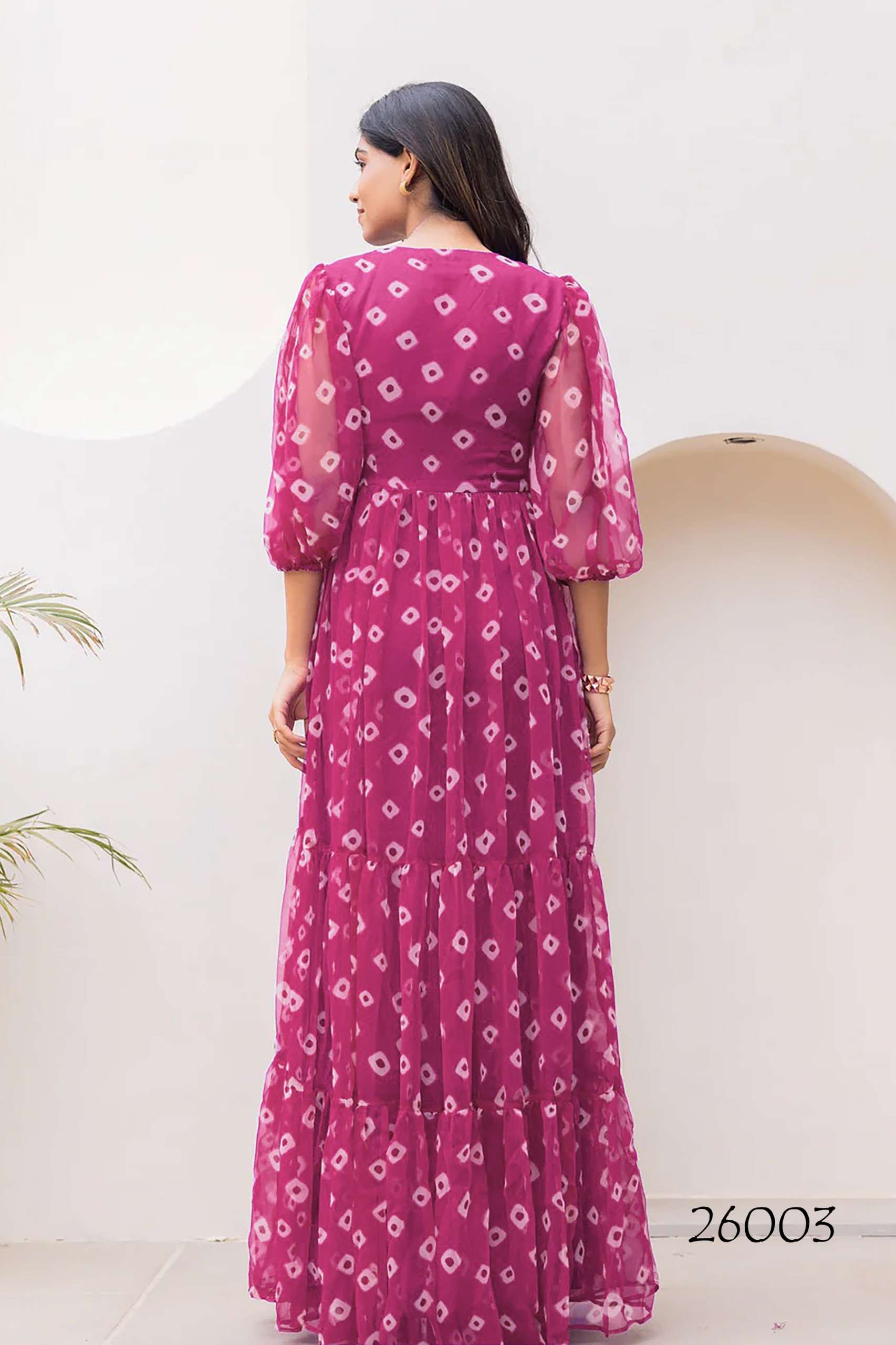 stunning Beautiful digital printed Ethnic wear Fully flared gown set collection set of 6 beautiful design 26001 to 26006 Wholesaler exporter