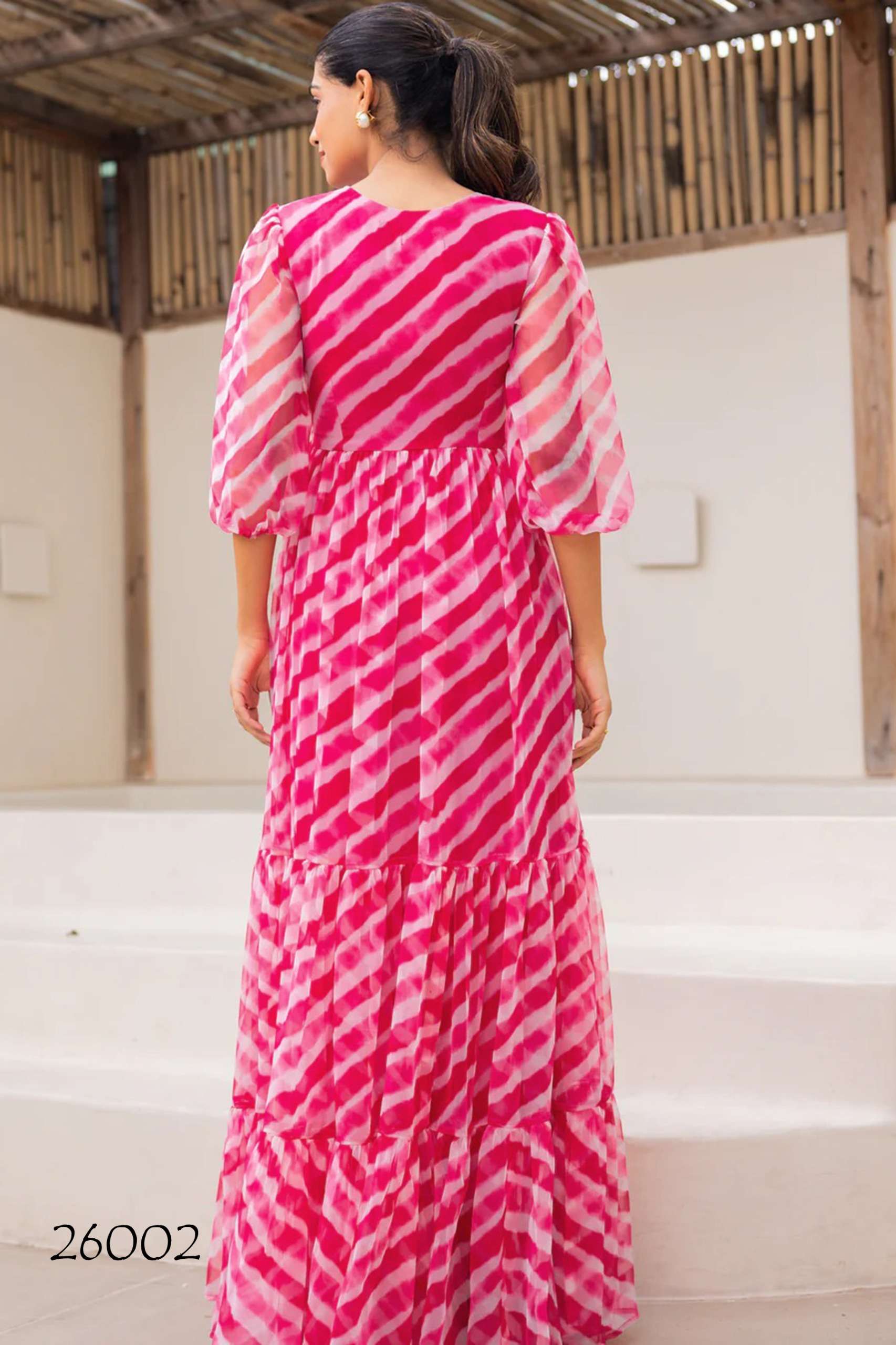 stunning Beautiful digital printed Ethnic wear Fully flared gown set collection set of 6 beautiful design 26001 to 26006 Wholesaler exporter