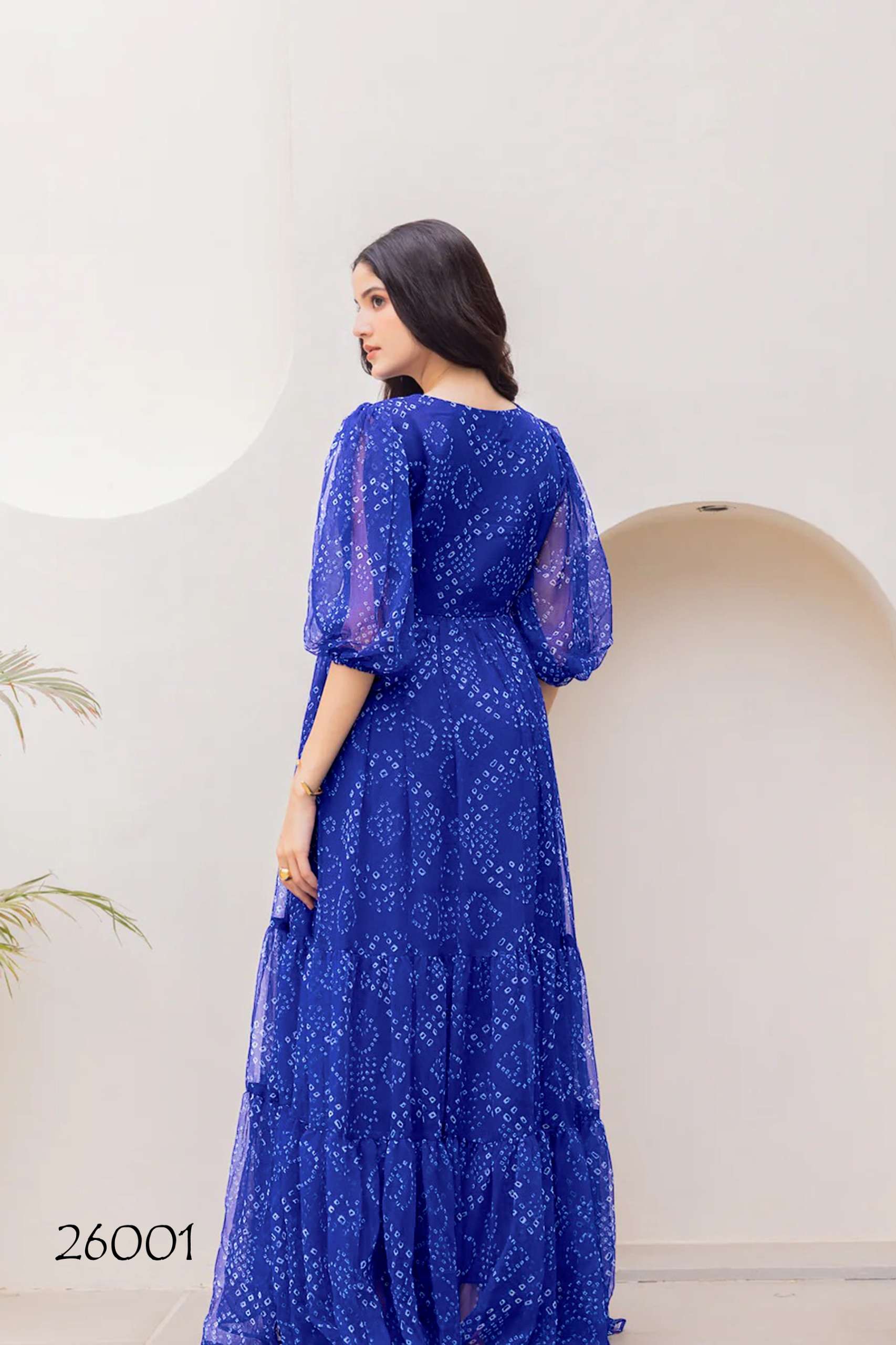 stunning Beautiful digital printed Ethnic wear Fully flared gown set collection set of 6 beautiful design 26001 to 26006 Wholesaler exporter
