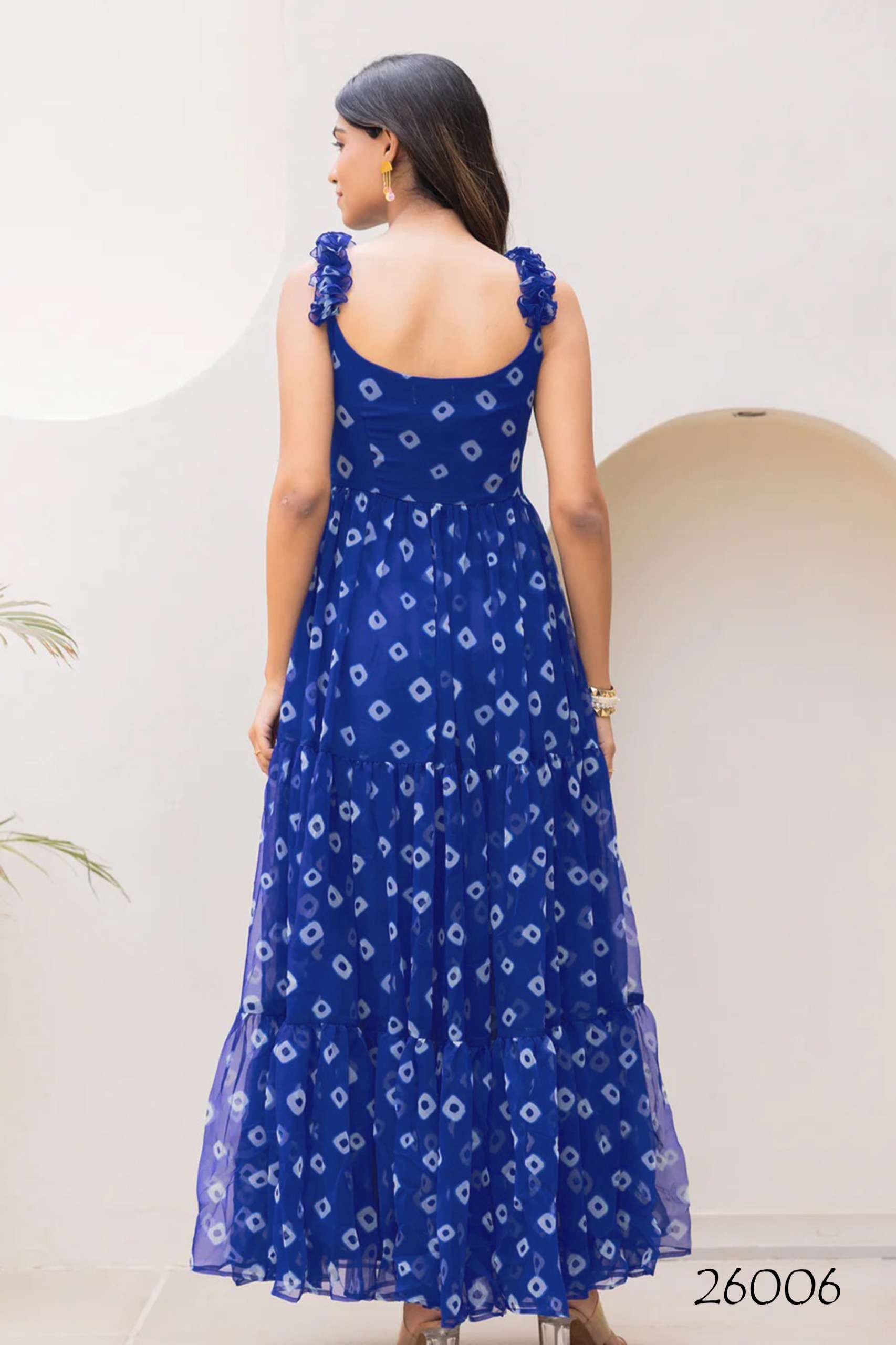 stunning Beautiful digital printed Ethnic wear Fully flared gown set collection set of 6 beautiful design 26001 to 26006 Wholesaler exporter