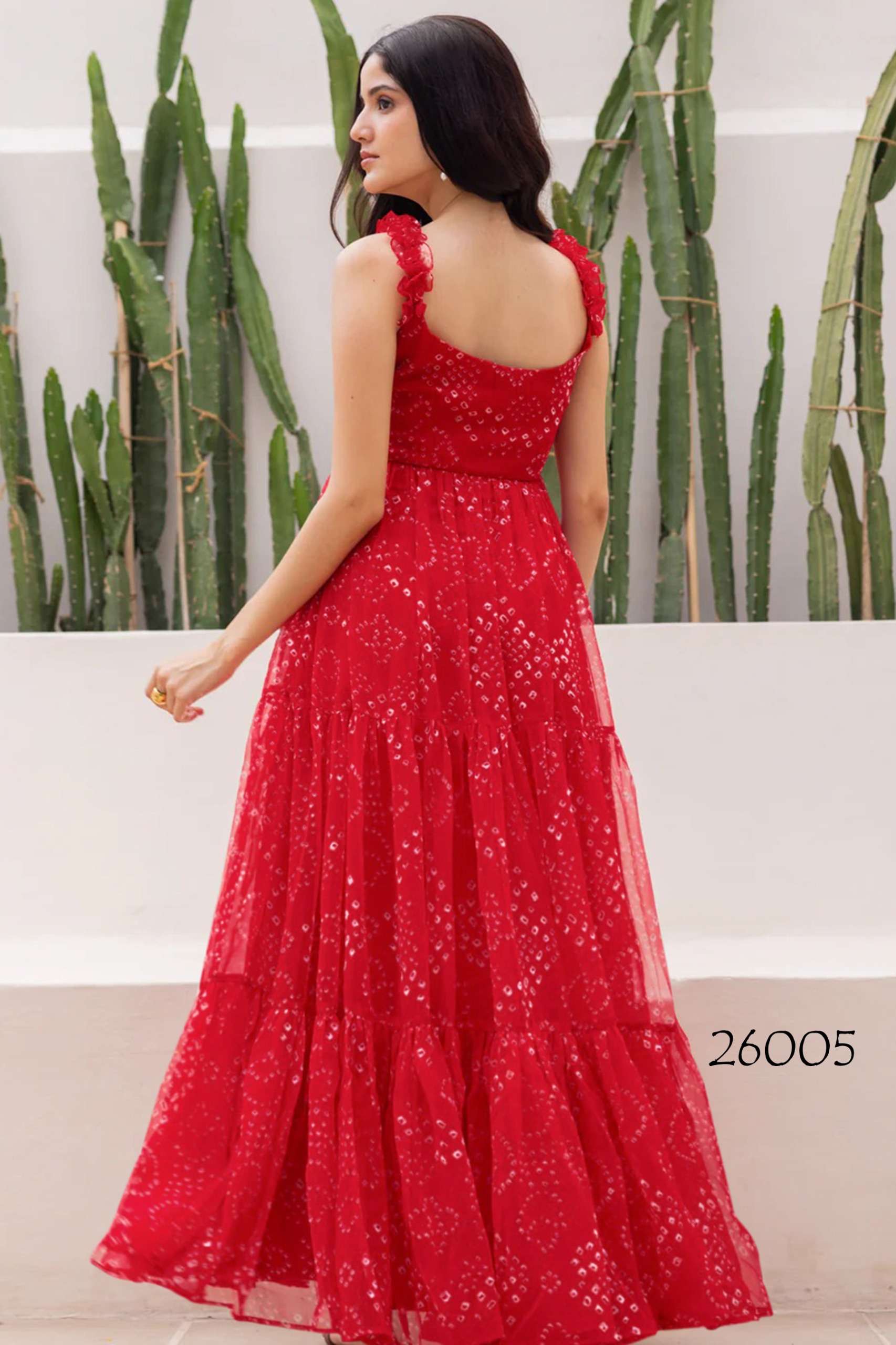 stunning Beautiful digital printed Ethnic wear Fully flared gown set collection set of 6 beautiful design 26001 to 26006 Wholesaler exporter