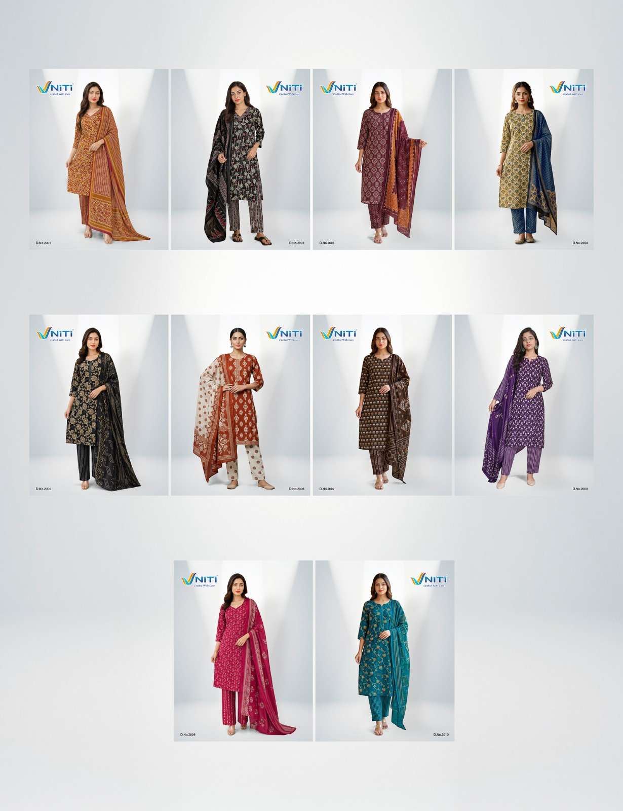 VNITI LIFESTYLE Cotton Premiums Collection. mpression Vol-2 Premium Readymade Pant-Suits (3 Pcs) Wholesaler from surat 